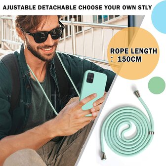 Samsung A51 Turquoise - TPU Back Cover met Koord
