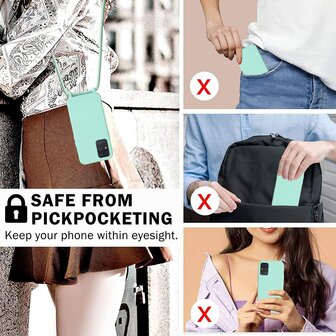 Samsung A51 Turquoise - TPU Back Cover met Koord