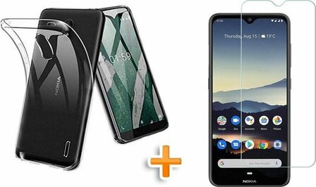 Nokia 2.3 - Back Cover &amp;amp; Glas - Transparant