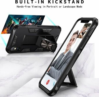 iPhone XS Max Zwart - Magnetic Kickstand Armor Case