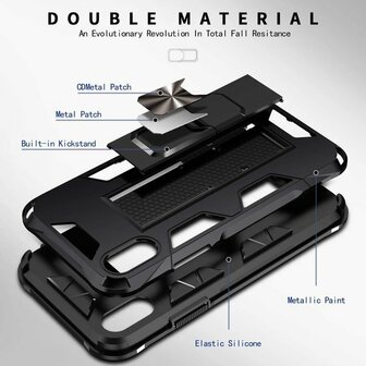iPhone XS Max Zwart - Magnetic Kickstand Armor Case