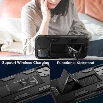 iPhone 11 Pro Max Zwart - Magnetic Kickstand Armor Case