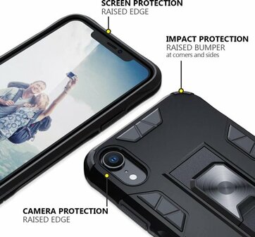 iPhone XR Zwart - Magnetic Kickstand Armor Case