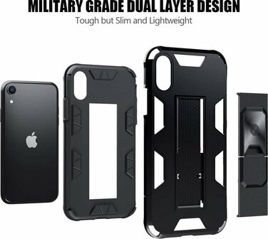 iPhone XR Zwart - Magnetic Kickstand Armor Case