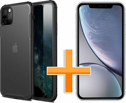 iPhone 11 Pro Max - Multi Protective Armor + Tempered Glass - Zwart