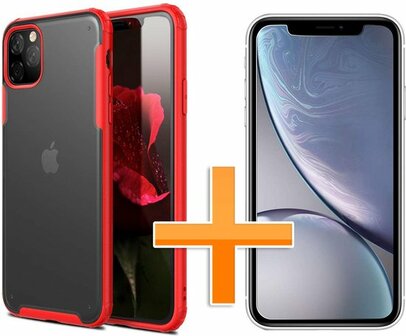 iPhone 11 Pro Max - Multi Protective Armor + Tempered Glass - Rood