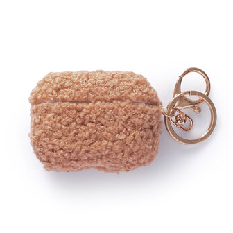 AirPods Pro &amp;amp; Pro 2 - Bruin - Schokbestendig Teddy Furr Cover met Ring &amp;amp; Sleutelhanger