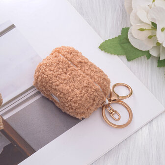 AirPods Pro &amp;amp; Pro 2 - Bruin - Schokbestendig Teddy Furr Cover met Ring &amp;amp; Sleutelhanger