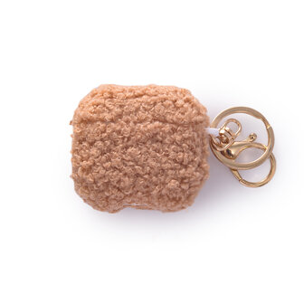 AirPods 4 - Bruin - Schokbestendig Teddy Furr Cover met Ring &amp;amp; Sleutelhanger