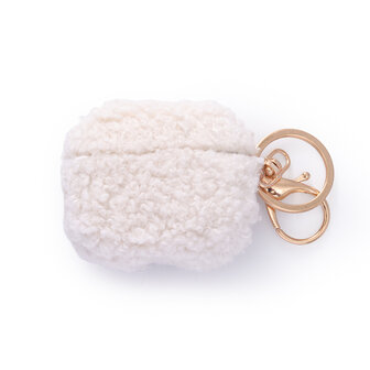 AirPods 3 - Wit - Schokbestendig Teddy Furr Cover met Ring &amp;amp; Sleutelhanger