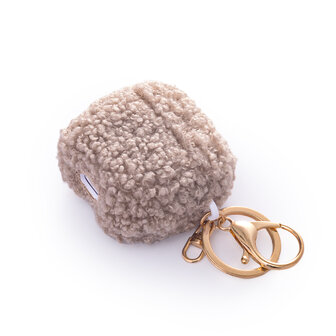 AirPods 4 - Grijs - Schokbestendig Teddy Furr Cover met Ring &amp;amp; Sleutelhanger