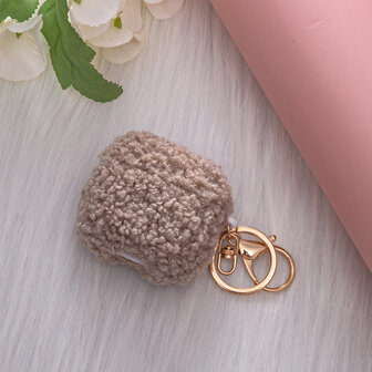 AirPods 4 - Grijs - Schokbestendig Teddy Furr Cover met Ring &amp;amp; Sleutelhanger