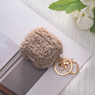AirPods 4 - Grijs - Schokbestendig Teddy Furr Cover met Ring &amp;amp; Sleutelhanger