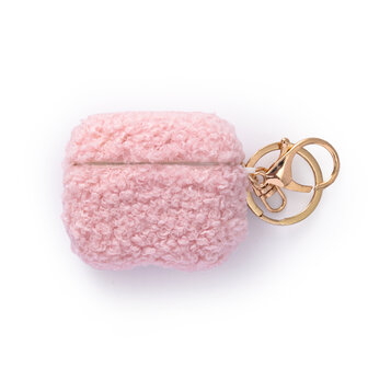 AirPods 3 - Roze - Schokbestendig Teddy Furr Cover met Ring &amp;amp; Sleutelhanger