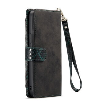 iPhone 13 Pro - Groen - 2 in 1 Slangen Portemonnee Book Case met Rits