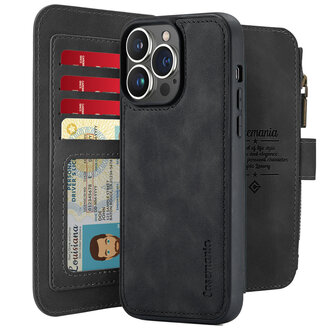 iPhone 15 Pro - Charcoal Gray - 2 in 1 Rits Book Case