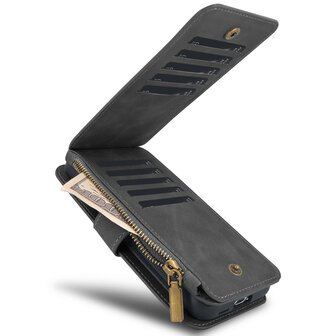 iPhone 15 Pro - Charcoal Gray - 2 in 1 Rits Book Case