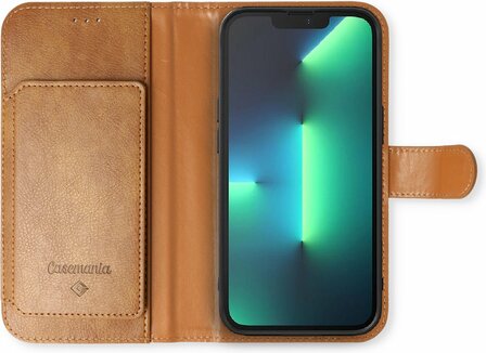 iPhone 16e - Bruin - 2 in 1 HQ Book Case met Extra Vakken &amp;amp; Glas