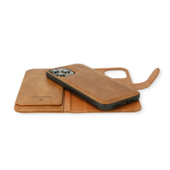 iPhone 16e - Bruin - 2 in 1 HQ Book Case met Extra Vakken &amp;amp; Glas