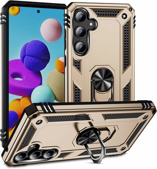 Samsung A55 - Goud - Armor met Kickstand Ring