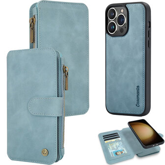 iPhone 15 Pro - Aqua Blue - 2 in 1 Rits Book Case