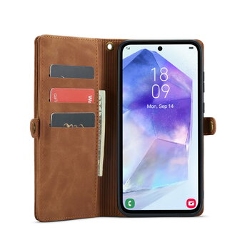 Samsung A56 - Sienna Brown - 2 in 1 Book met Extra Vakken