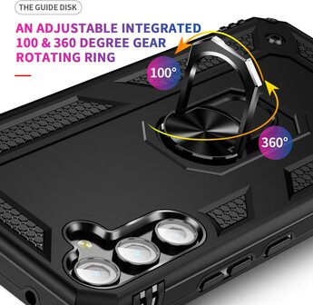 Samsung A55 - Zwart - Armor met Kickstand Ring