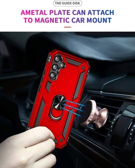 Samsung A55 - Rood - 2X Glas - Armor met Kickstand Ring