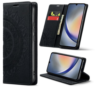 Samsung A55 - Charcoal Gray - Mandala Book Case