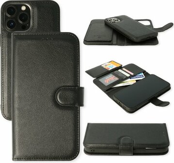 iPhone 11 Zwart - 2 in 1 HQ Book Case met Extra Vakken