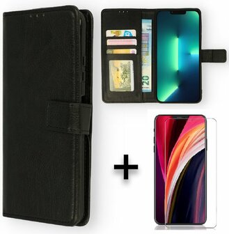 iPhone 11 Pro Max - Book Case &amp;amp; Glas - Zwart