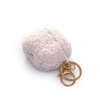AirPods 4 - Wit - Schokbestendig Teddy Furr Cover met Ring &amp;amp; Sleutelhanger