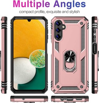 Samsung A14 Ros&eacute;goud - Armor met Kickstand Ring