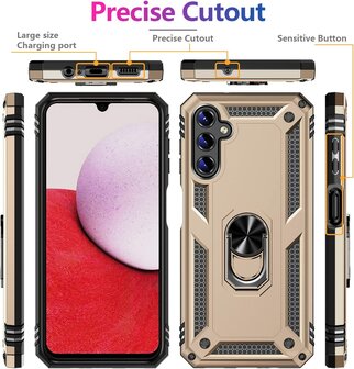 Samsung A14 Goud - Armor met Kickstand Ring