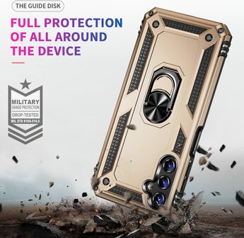 Samsung A14 Goud - Armor met Kickstand Ring