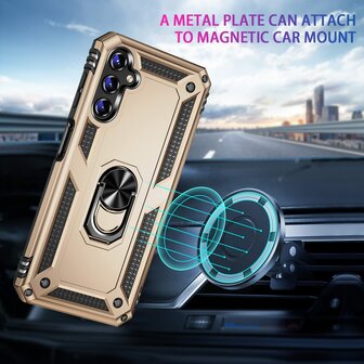 Samsung A14 Goud - Armor met Kickstand Ring
