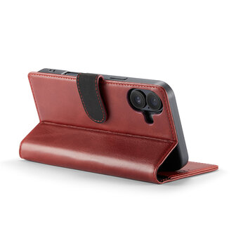 iPhone 16 Plus - Rood - Lederen Book Case