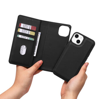 iPhone 16 Plus - 2 in 1 Afneembare Book Case - Zwart