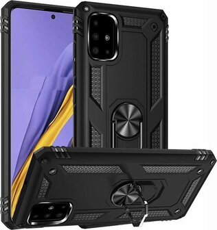 Samsung A51 - Armor met Kickstand Ring - Zwart