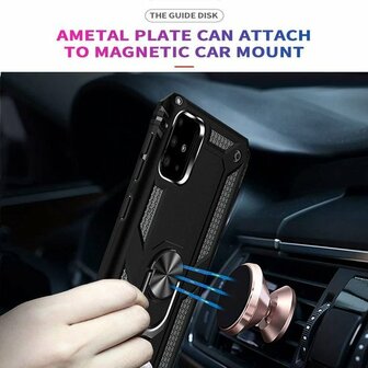 Samsung A51 - Armor met Kickstand Ring - Zwart