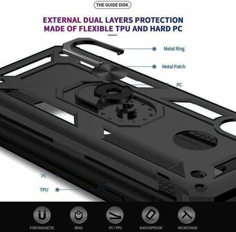Samsung A51 - Armor met Kickstand Ring - Zwart
