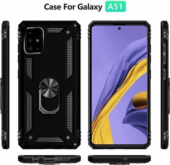Samsung A51 - Armor met Kickstand Ring - Zwart