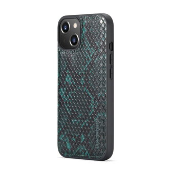 iPhone 13 Mini - Groen - 2 in 1 Slangen Portemonnee Book Case met Rits