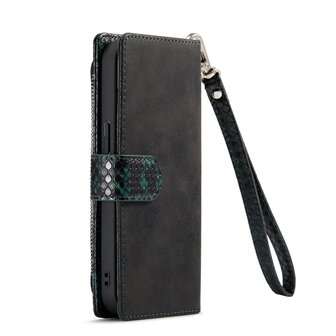 iPhone 13 Mini - Groen - 2 in 1 Slangen Portemonnee Book Case met Rits