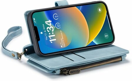 iPhone 14 Plus Aqua Blue - Book Case met Rits