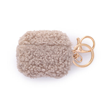 AirPods 3 - Grijs - Schokbestendig Teddy Furr Cover met Ring &amp;amp; Sleutelhanger