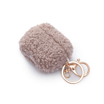 AirPods 3 - Grijs - Schokbestendig Teddy Furr Cover met Ring &amp;amp; Sleutelhanger