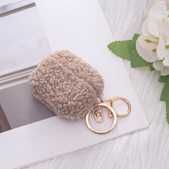 AirPods 3 - Grijs - Schokbestendig Teddy Furr Cover met Ring &amp;amp; Sleutelhanger
