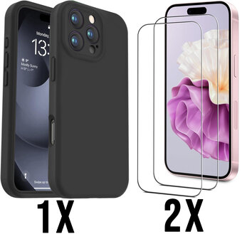 iPhone 16 Pro - Back Cover Camera Bescherming &amp;amp; 2x Glas - Zwart