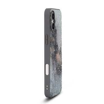 iPhone 16 - Diamant Marmer Glitter - Grijs